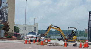 Construction at Memorial Drive, Main Street intersection